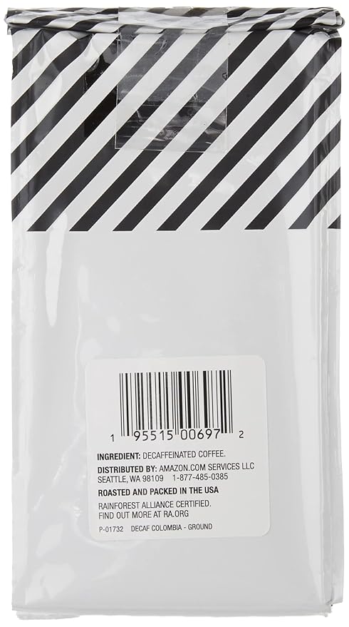 Amazon Fresh Decaf Colombia Ground Coffee, Medium Roast, 12 Ounce