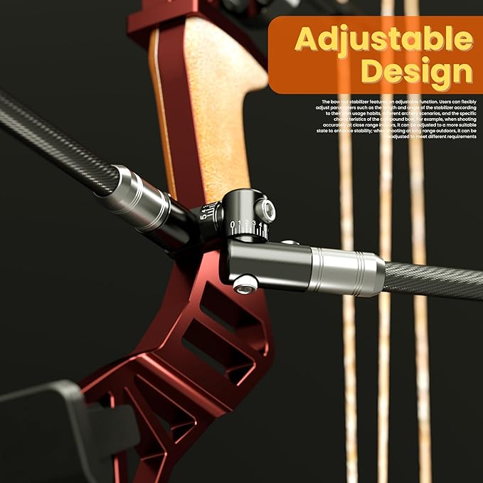 Bow Stabilizer Kit, Adjustable Bow Rod Stabilizer for Compound Bows, Quick Disconnect Single-Sided V-bar Mount, Aluminum Alloy Sidebar Mount Bow Mount