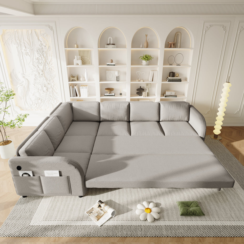 115.2" L-Shaped Pull-Out Bed Sleeper Sofa