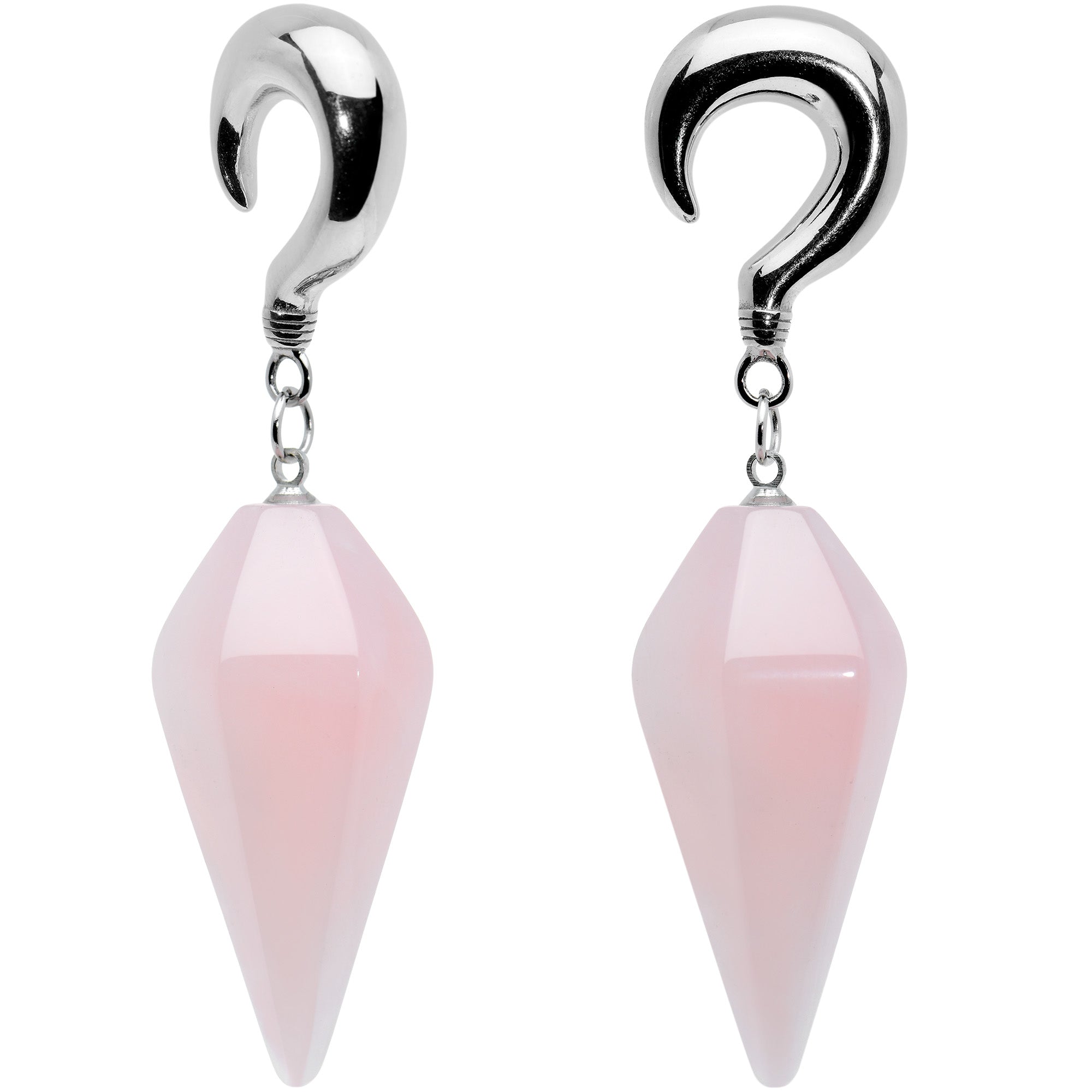 2G Pink Stone Point Curved Taper Ear Weights