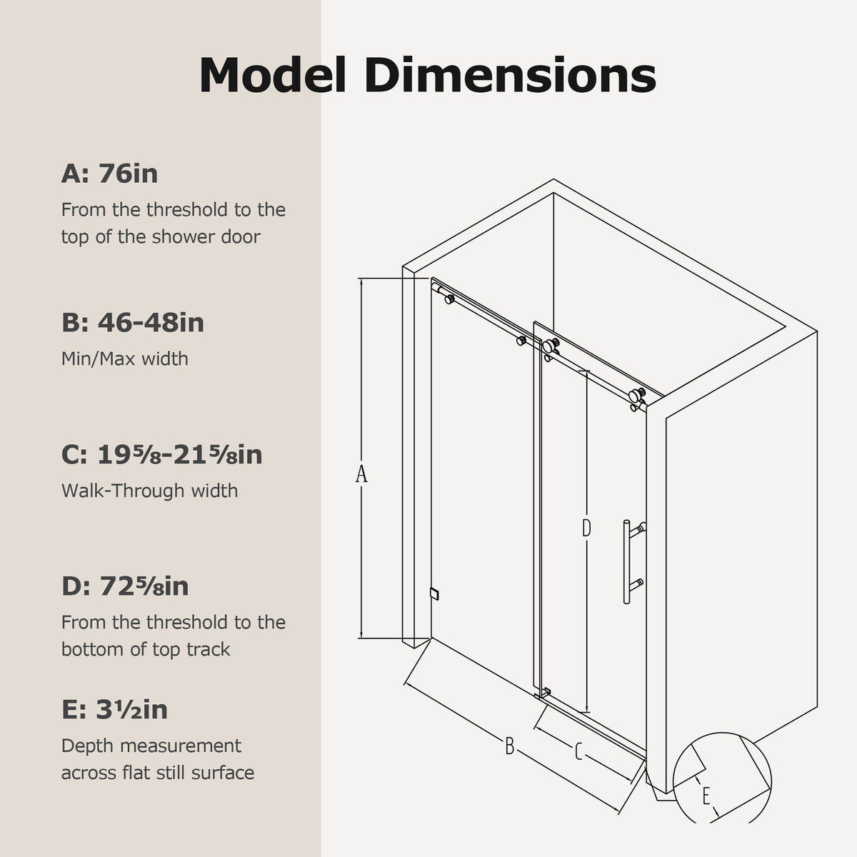 Frameless Single Sliding Soft-Close Shower Doors