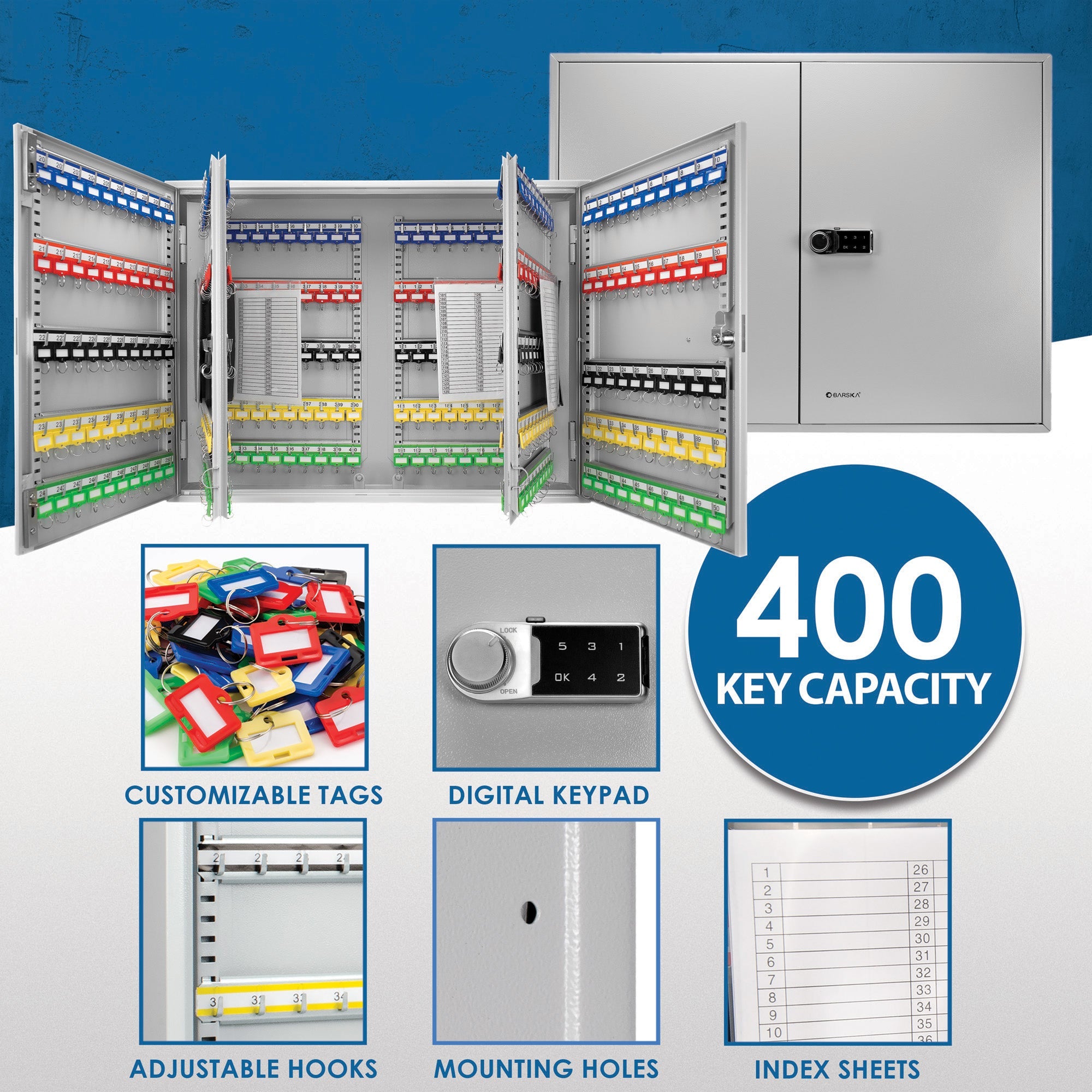 400 Keys Adjustable Key Lock Box With Digital Lock