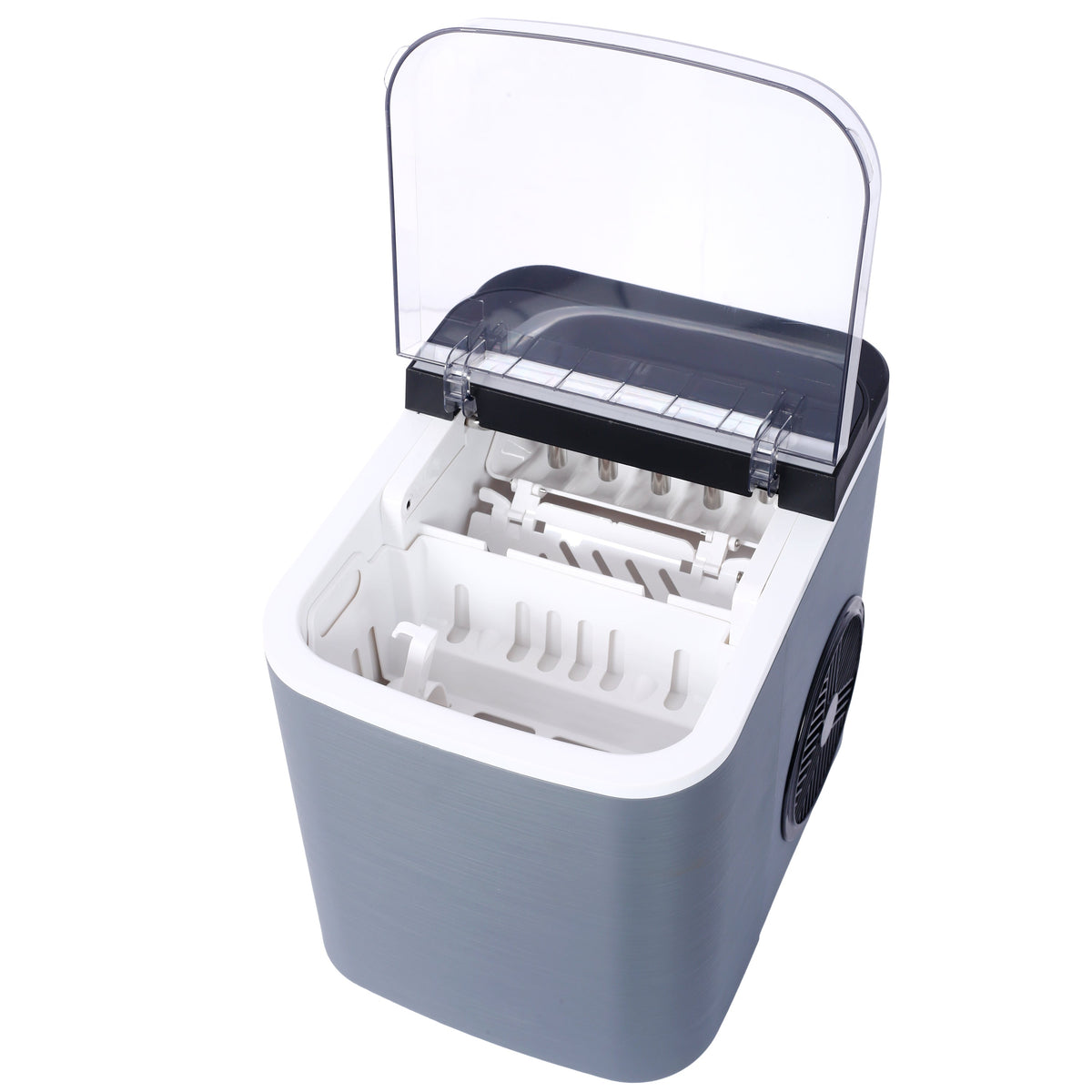 Portable Ice Maker with Self-Cleaning and Quick Ice Production - White