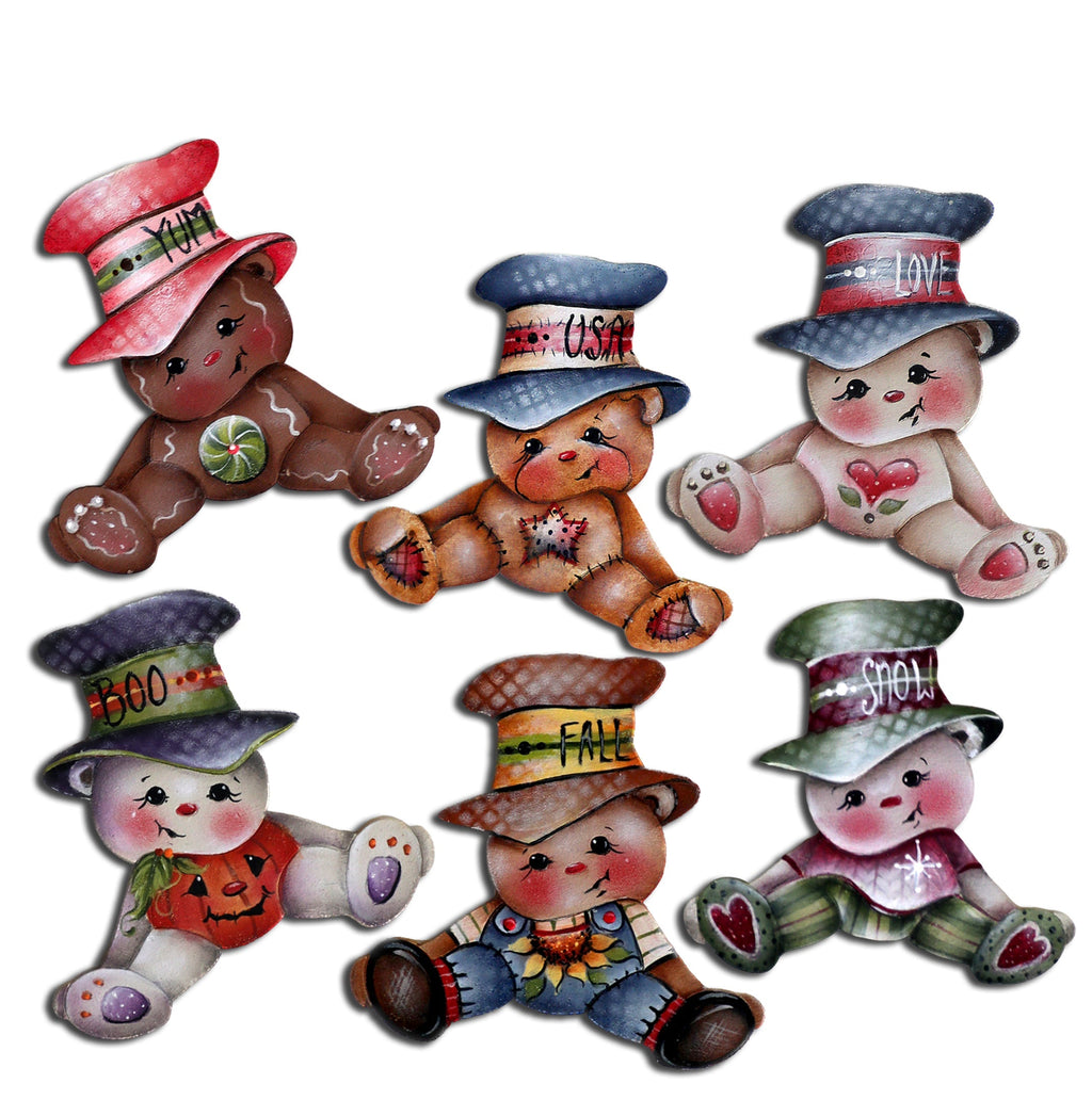 Big Hat Brigade Decorative Eco Wood Magnets Set of 6 by Jamie Mills-Price - Christmas Decor - 8090046G-S6