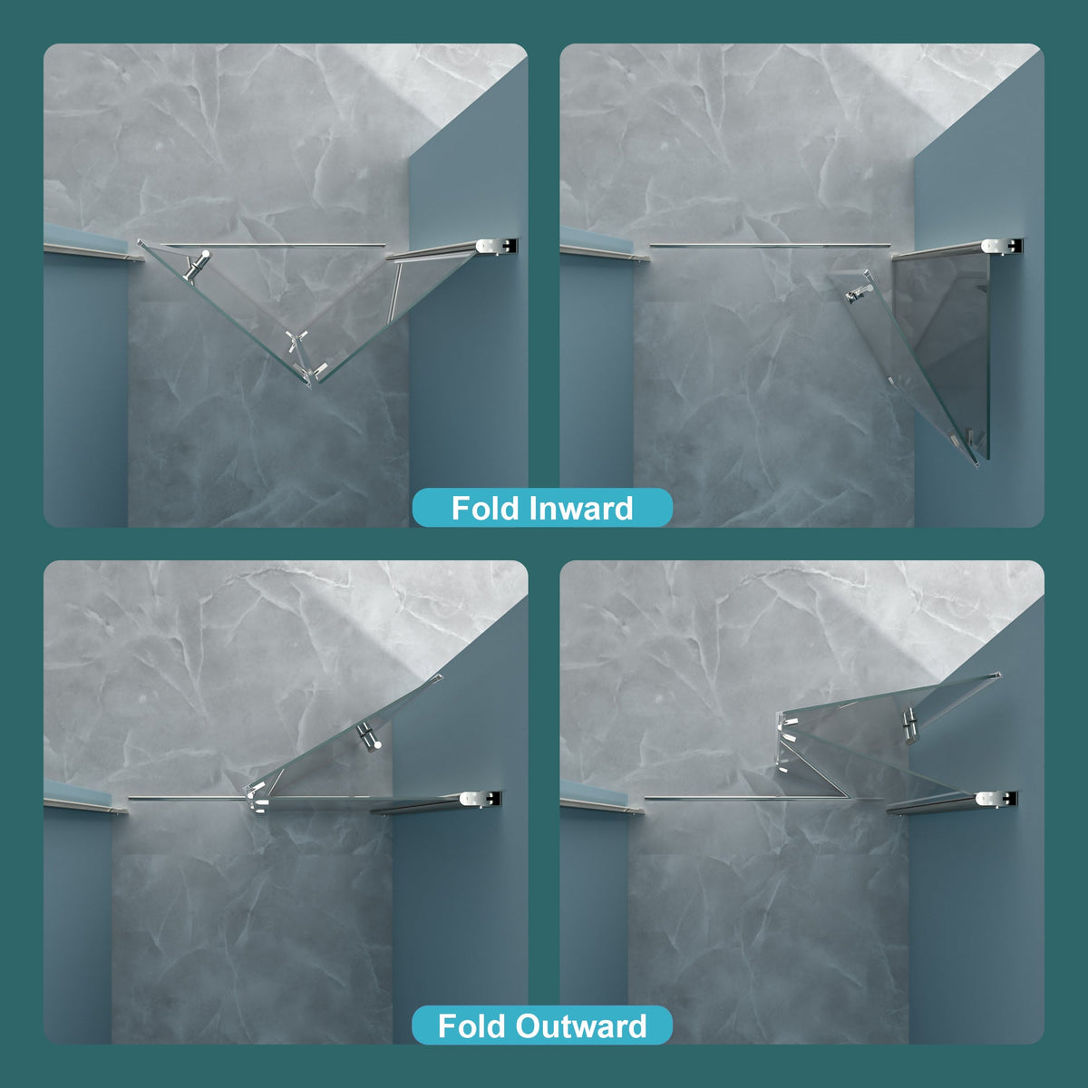 36"W x 72"H Fold Frameless Shower Door