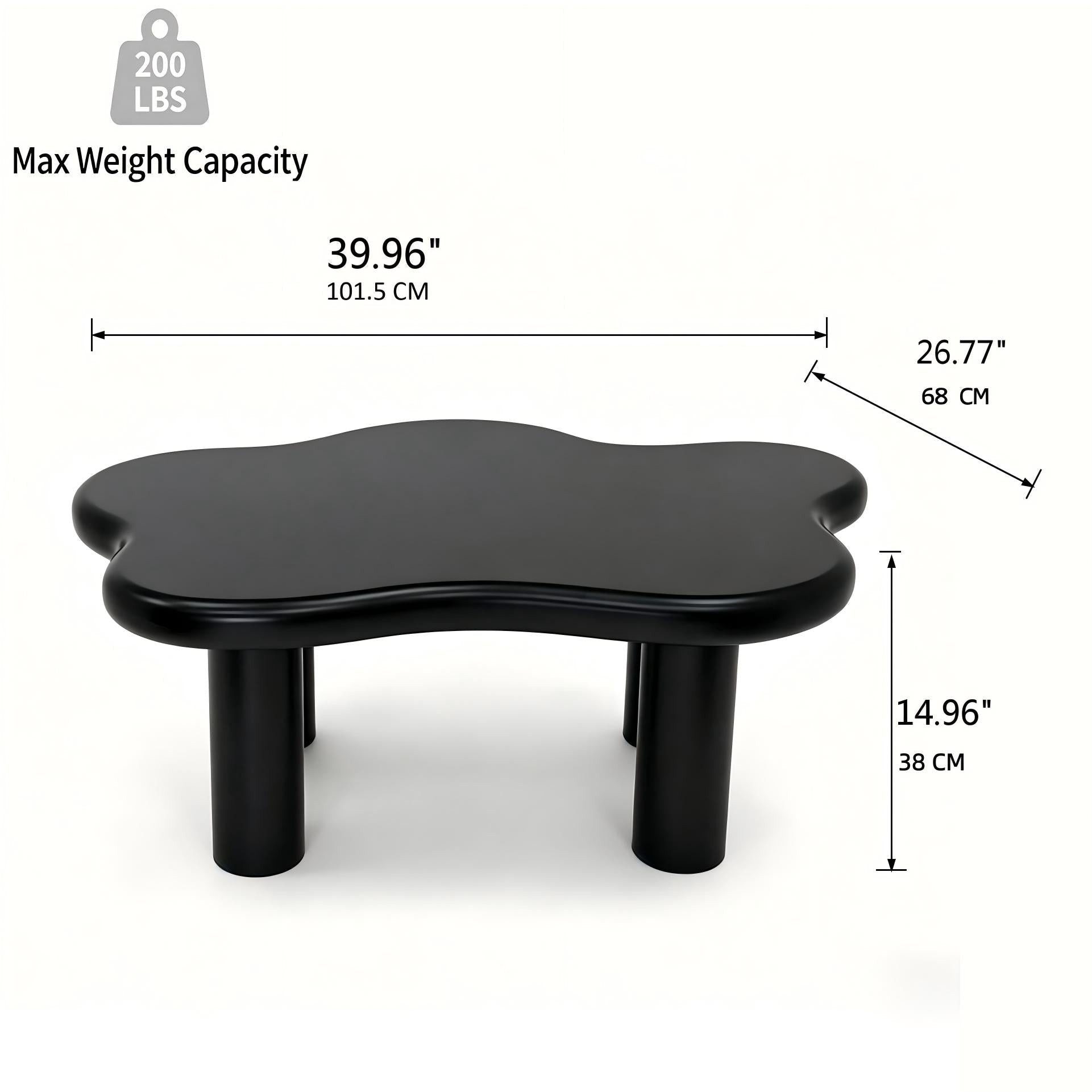 40'' Wood Cloud Coffee Table with 4 Round Legs