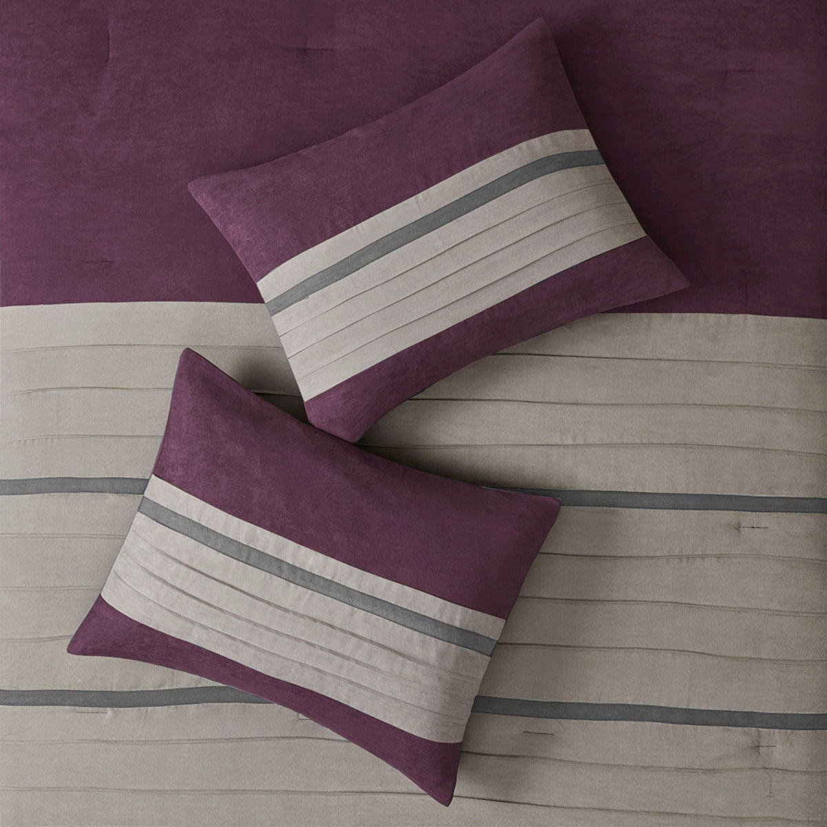7 Piece Faux Suede Comforter Set Purple Queen