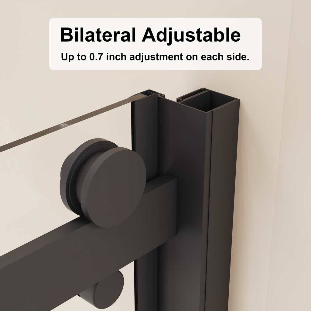 Frameless Shower Door with Zinc Roller Rail System