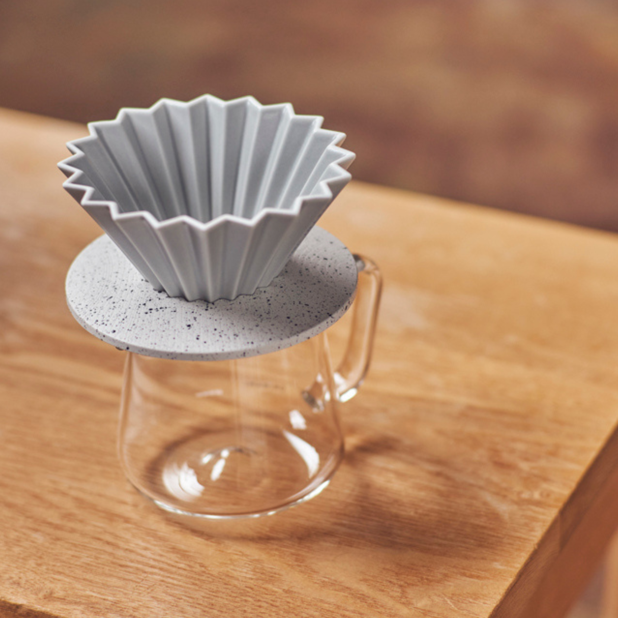 ORIGAMI - Coffee Dripper Holder - Grain Pattern - White