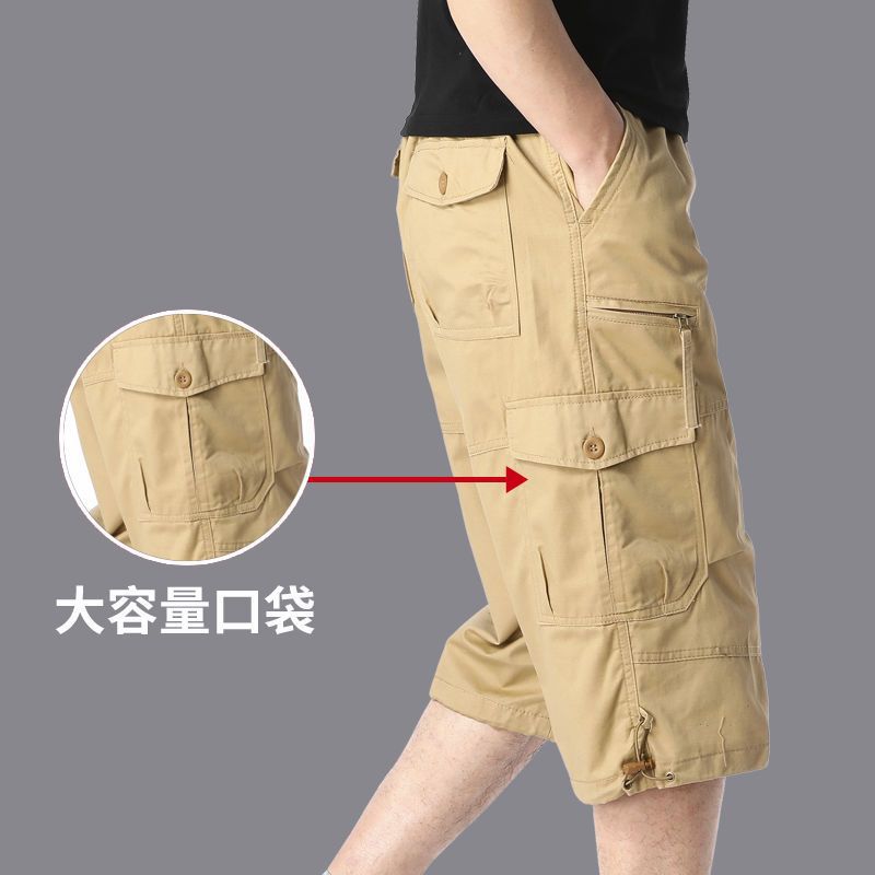 Cross-Border Men's Shorts Summer Outdoor Solid Color Cargo Shorts Loose Casual Multi-Pocket Shorts Wholesale