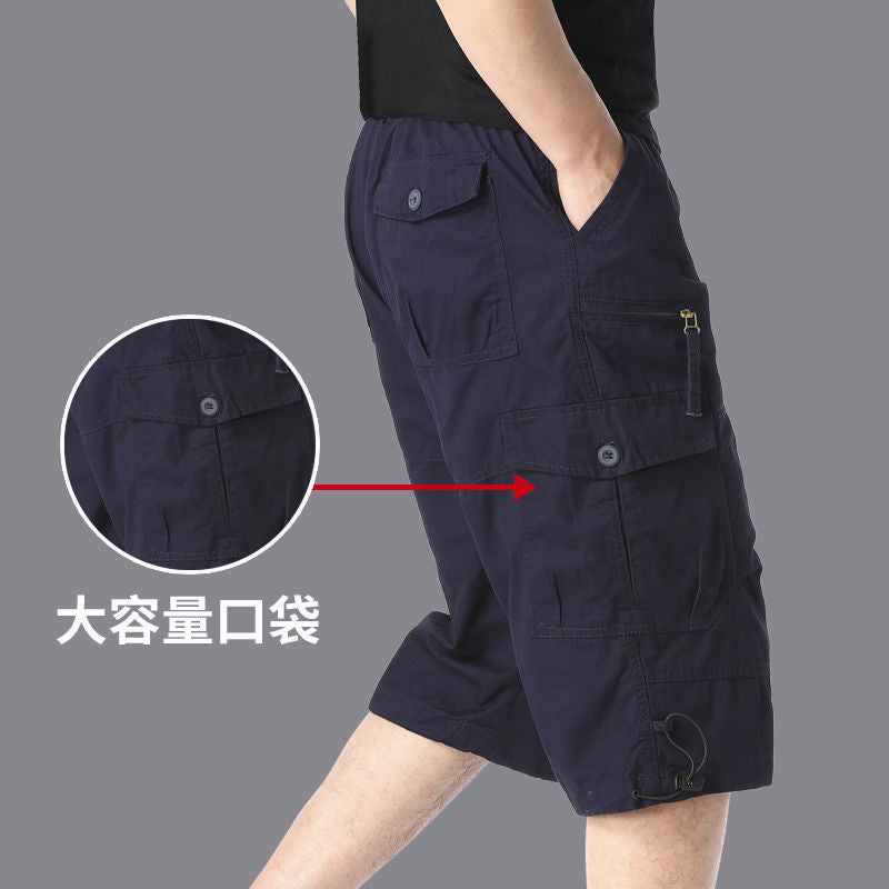 Cross-Border Men's Shorts Summer Outdoor Solid Color Cargo Shorts Loose Casual Multi-Pocket Shorts Wholesale