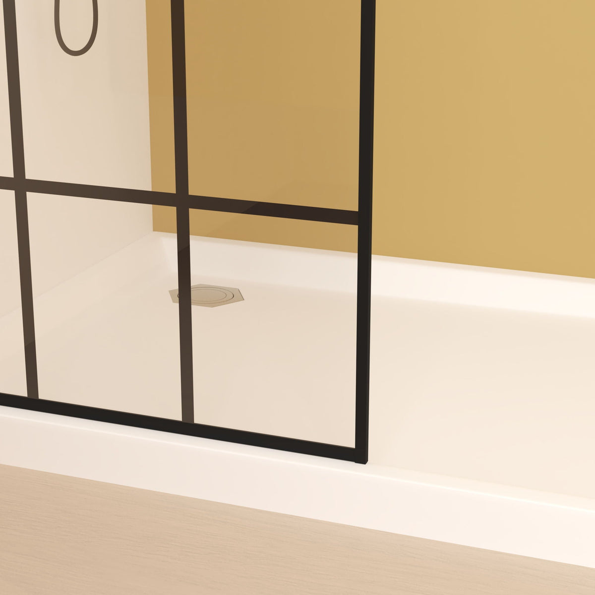 Framed Glass Shower Screen - Matte Black