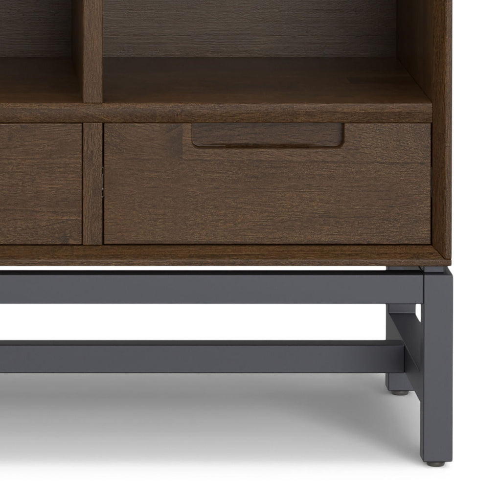 Walnut Brown Cube Organizer Bookcase with Drawers - 9 Cubes