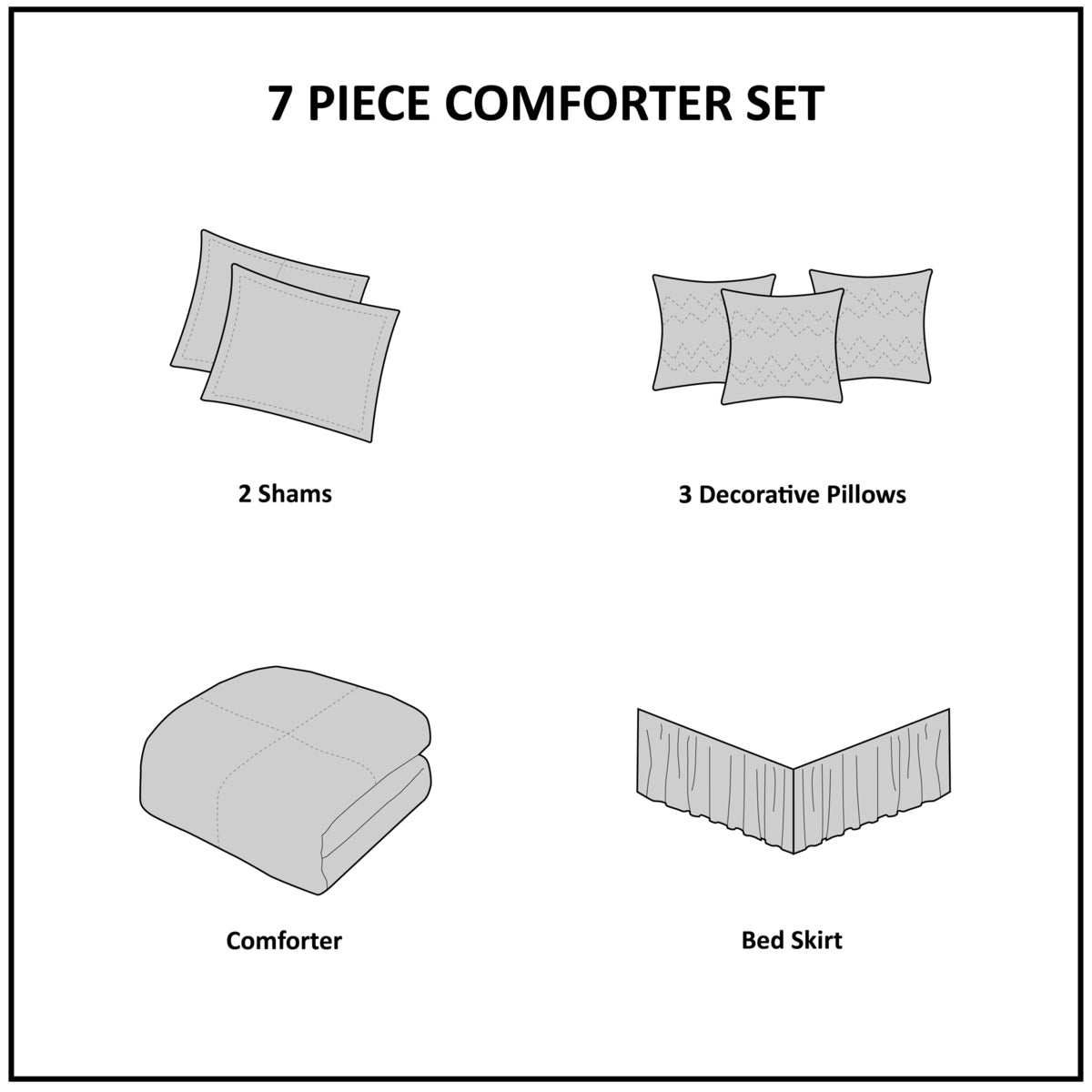 7 Piece Tufted Comforter Set Navy Queen