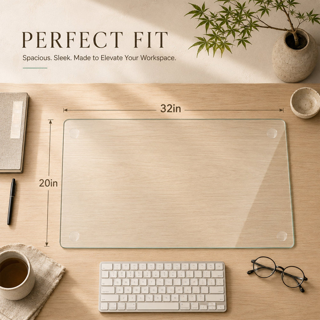Clear Tempered Glass Table Mat 20x32 Inch