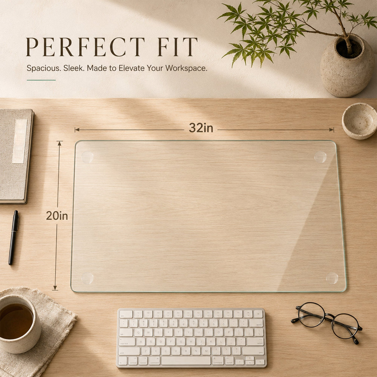 Clear Tempered Glass Table Mat 20x32 Inch