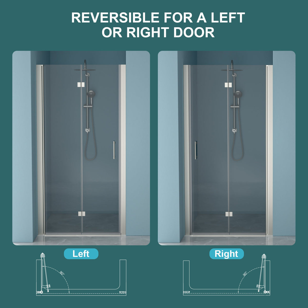 30"W x 72"H Fold Frameless Shower Door