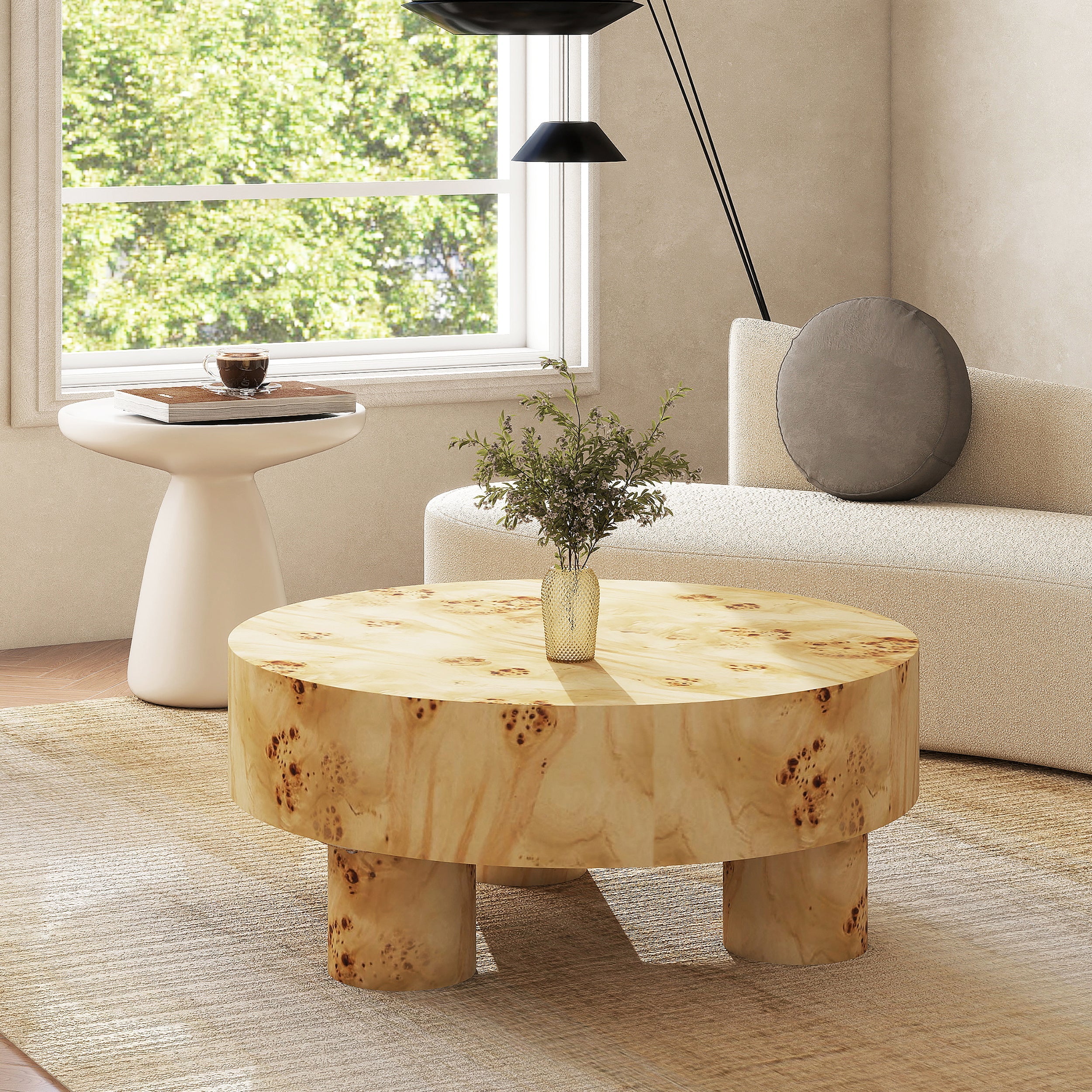 Nebula 35.5" Round Pillar Leg Coffee Table - Warm