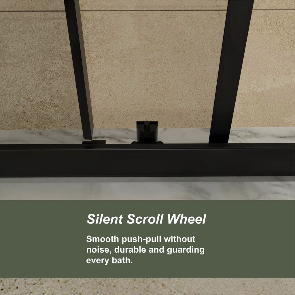 Single Sliding Shower Door, Thick Clear Tempered Glass Shower Door With Stainless Steel Handle
