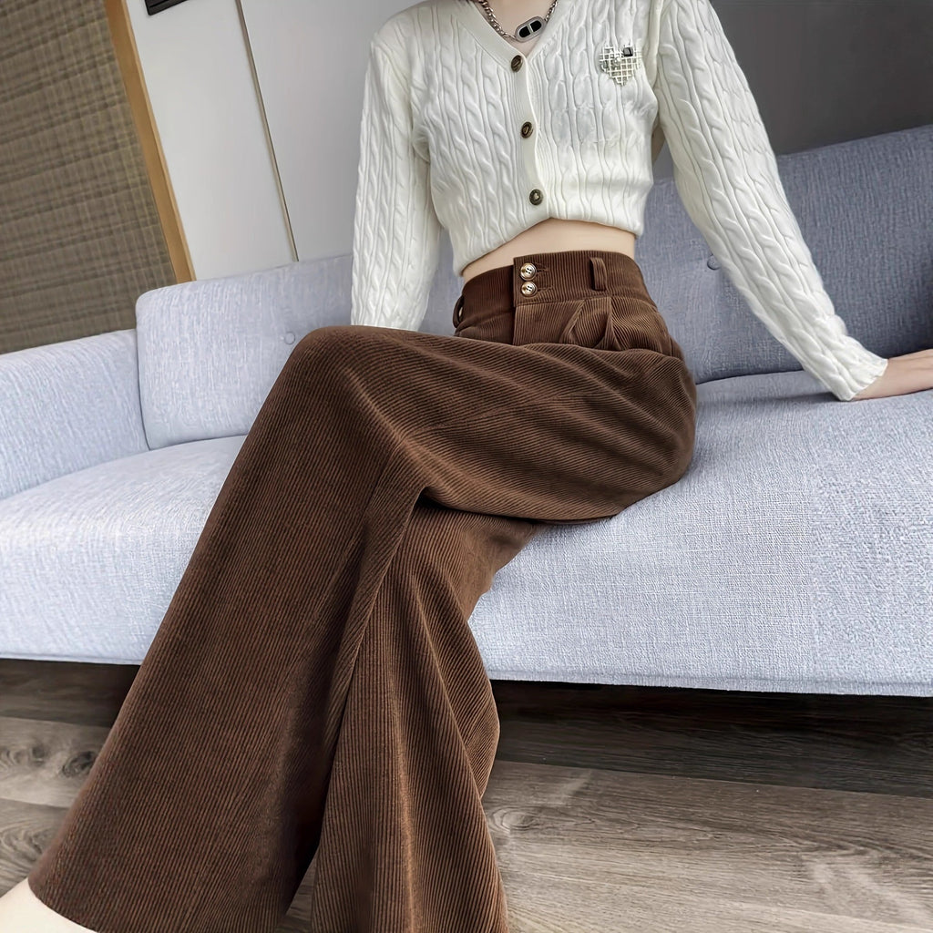 High-waisted, Draping Wide-leg Pants For Women