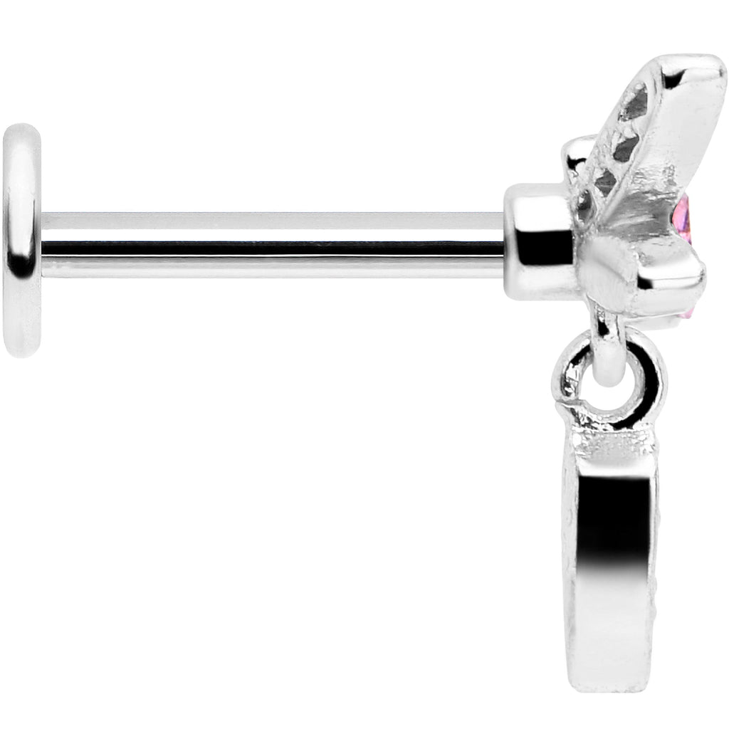 16G 5/16 Pink Gem Swank Dragonfly Dangle Labret Monroe Tragus