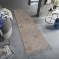 Beige Trellis Indoor/Outdoor Rug with Stain Resistance - 2' x 8'