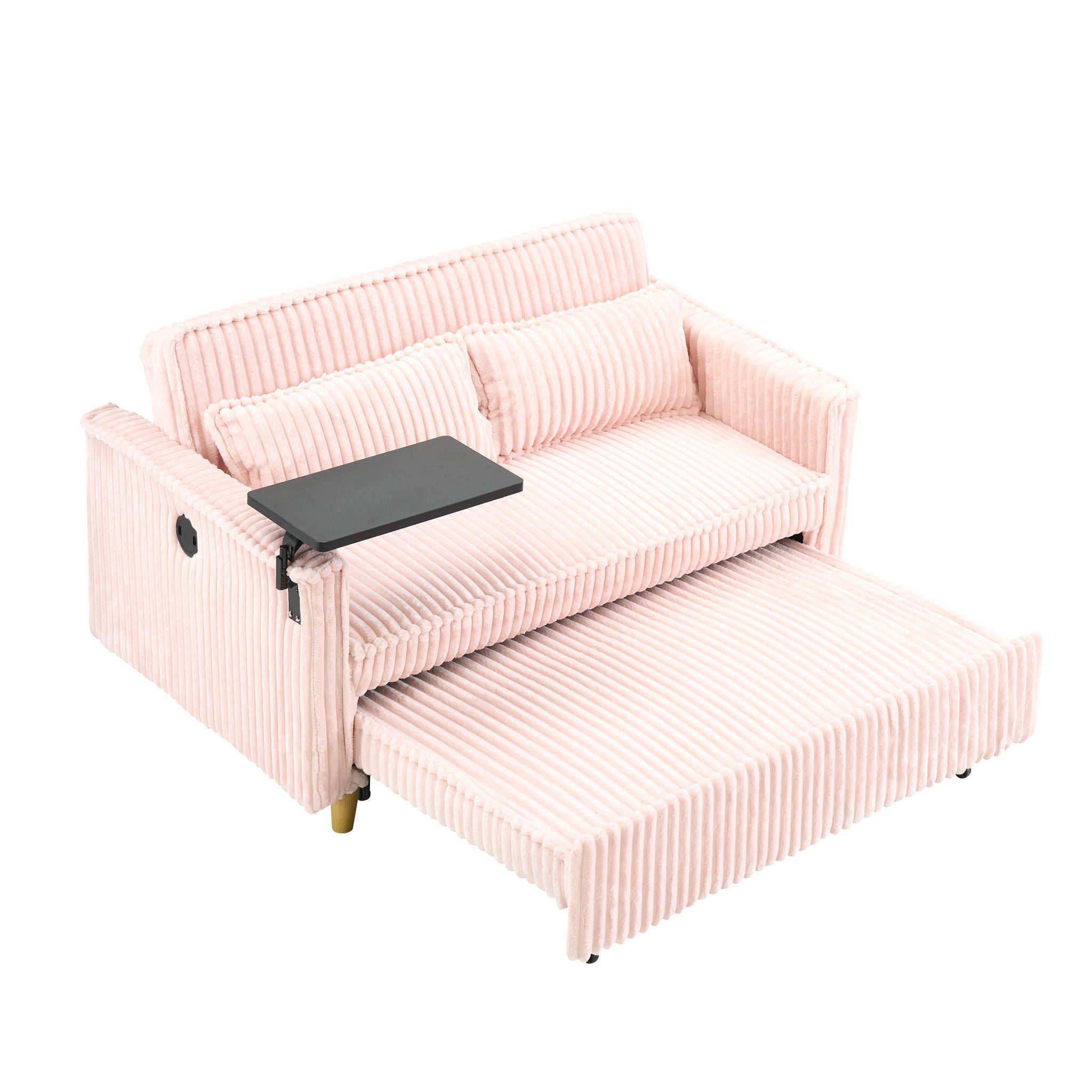Pull Out Sofa With Movable Tabletop And USB Ports