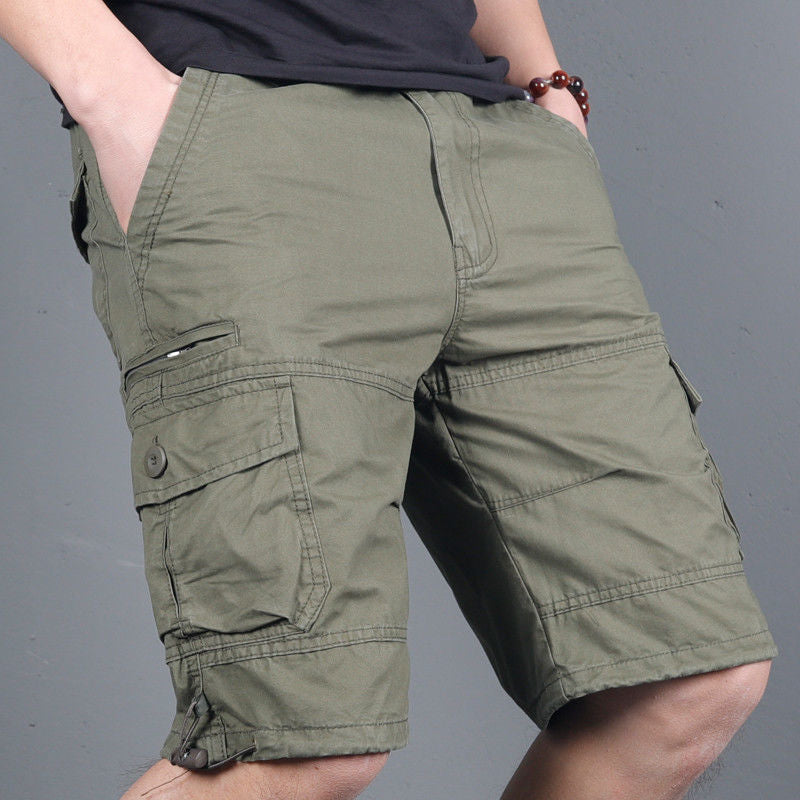 Cross-Border Men's Shorts Summer Outdoor Solid Color Cargo Shorts Loose Casual Multi-Pocket Shorts Wholesale