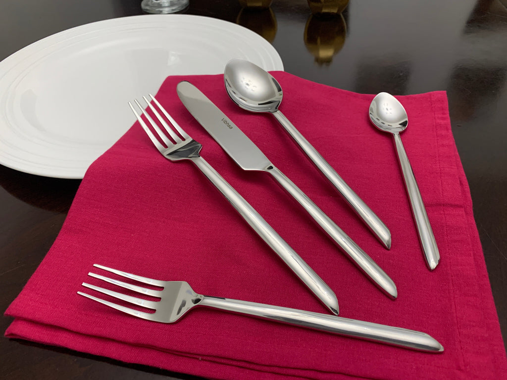 Vibhsa Flatware set of 20 Pieces Silver Design Unique Handle Stainless Steel