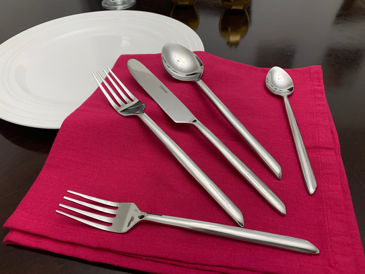Vibhsa Flatware set of 20 Pieces Silver Design Unique Handle Stainless Steel