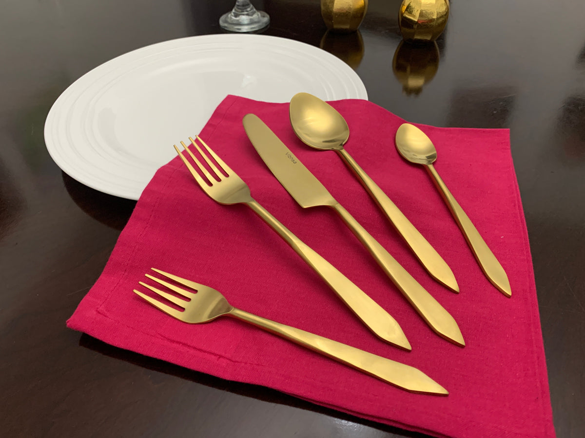 Vibhsa Flatware set of 20 Pieces Gold Stainless Taj Look