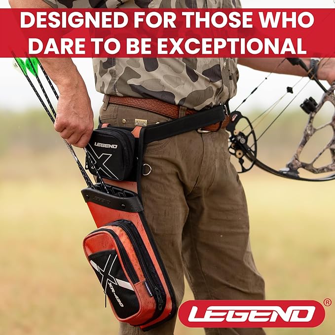 Legend XR430 Premium Field Quiver for Arrows - Right-Handed Hip Arrow Quiver with Removable Release Pocket, Durable Archery Quiver with Tools & Accessories Compartment, Arrow Holder