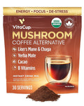 VitaCup Mushroom Coffee Alternative Instant Drink Mix | Mushroom Based Coffee Substitute for Natural Energy & Focus | Lion’s Mane, Yerba Mate, & Chaga | Cacao, Cinnamon, & B Vitamins | 30 Servings