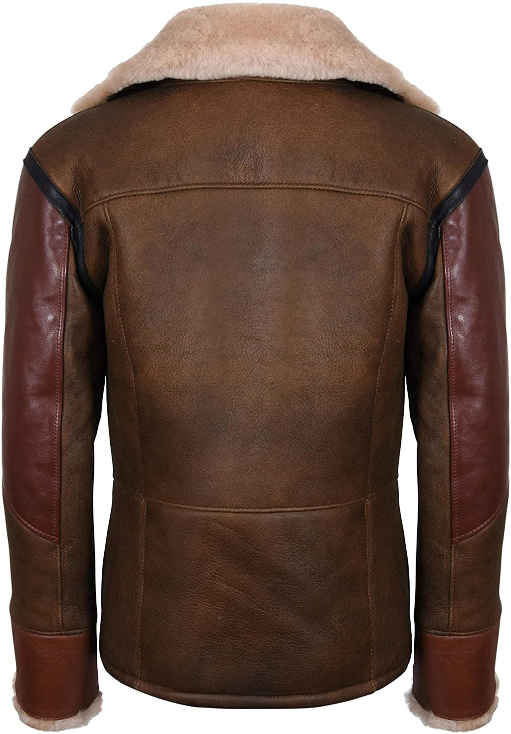 Men’s Brown Crossover B3 Sheepskin Aviator Flying Leather Biker Jacket