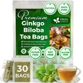 FreshDrinkUS, Premium 30 Ginkgo Biloba Leaf Tea Bags, 100% Natural & Pure from Ginkgo Biloba Leaves. Loose Leaf Herbal Tea. Made with Eco-Conscious Tea Bags. No Sugar, No Caffeine, No Gluten, Vegan.