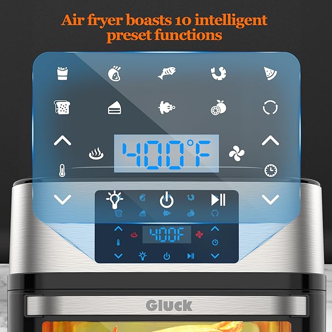 Air Fryer Oven Large 20 QT, 10-in-1 Toaster Oven Air Fryer Combo with Window for Family, Airfryer Oven with Rotisserie, 3 Dehydrating Racks