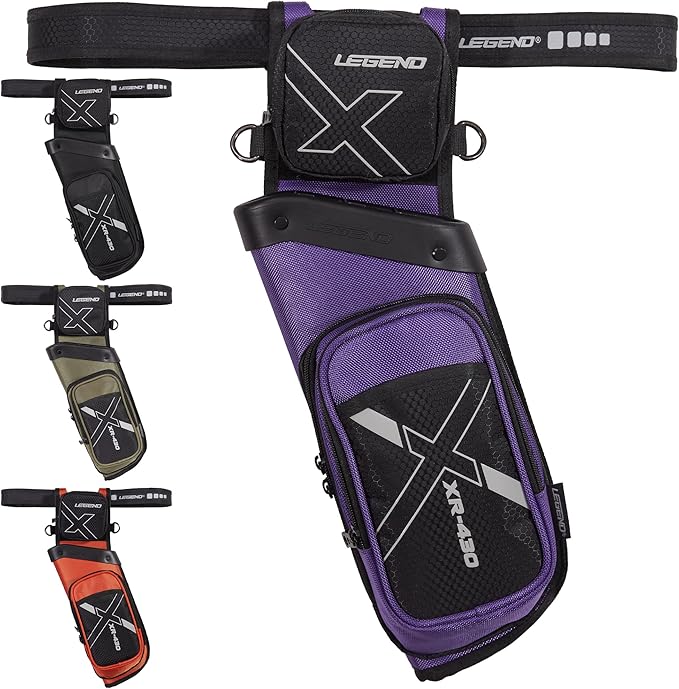 Legend XR430 Premium Field Quiver for Arrows - Right-Handed Hip Arrow Quiver with Removable Release Pocket, Durable Archery Quiver with Tools & Accessories Compartment, Arrow Holder