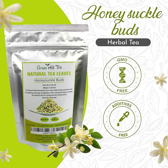 Greenhilltea traditional health herbs, Honey suckle dried herbal tea honeysuckle 2 OZ (56 grams)