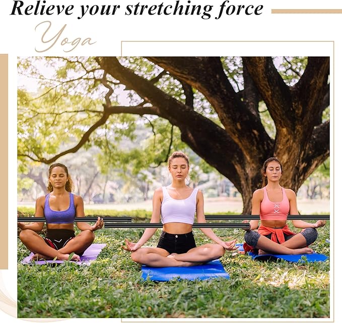 Hiboom 6 Pcs 5ft Yoga Stick Natural Bamboo Exercise Stick with Non-Slip Rubber Ends Stretching Tool Posture Corrector Stretch Tool for Flexibility, Workout, Balance Fitness