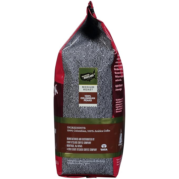 Eight O'Clock Coffee 100% Colombian Peaks, Medium Roast, Ground Coffee, 33 Ounce (Pack of 1), 100% Arabica, Kosher Certified