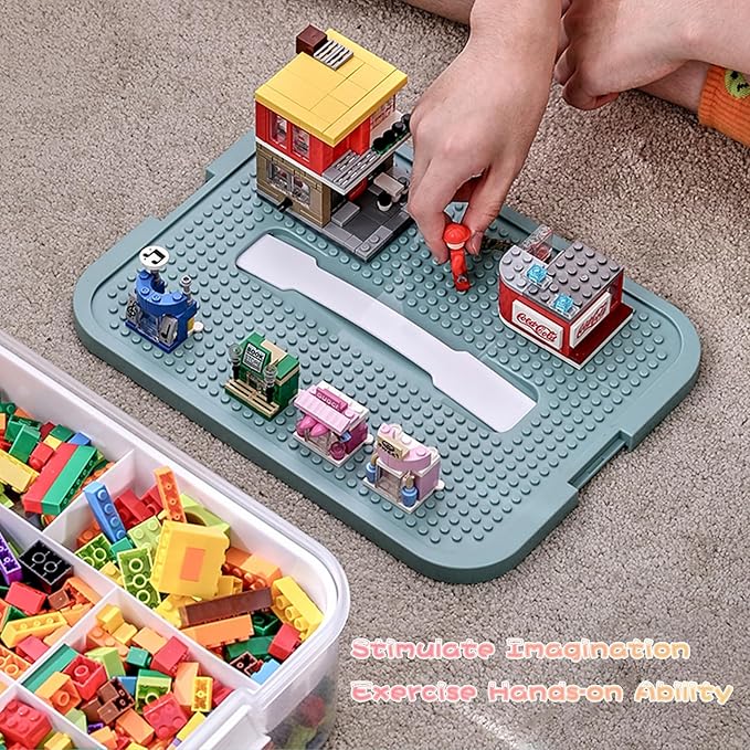 Toys Organizer Storage Case for Lego Box Kids Toy Stackable Building Blocks with Lids Bins Adjustable Lego Storage Containers Plastic Toy Box 1 Layer