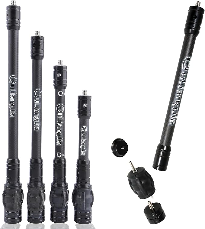 AMEYXGS Bow Stabilizer for Compound Bow, 6" 8" 10" 12" Rod Balance Bar with Damping System and Weights Shock Absorber for Compound Bow Archery Accessory