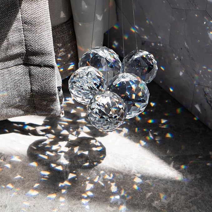 20Pcs Clear Crystal Ball Prism Suncatchers for Window Hanging,40mm | Rainbow Maker,Prisms,Sun Catcher Indoor Window,Sun Catcher With Crystals,Beads for Suncatcher,Wedding Home Garden Decor,Gifts