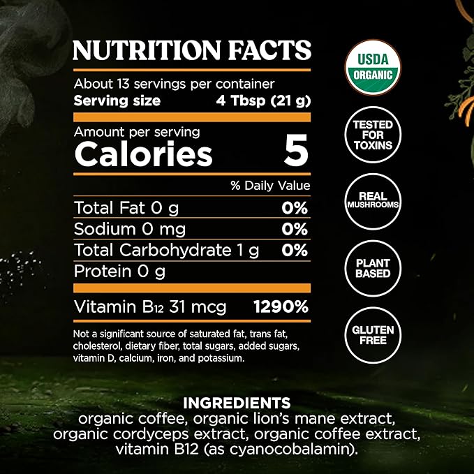 Four Sigmatic The Last of Us High Caffeine Cordyceps Coffee | Organic Dark Roast Extra Strong Ground Coffee with L-Theanine | Energy Booster Without the Jitters | 10oz Bag