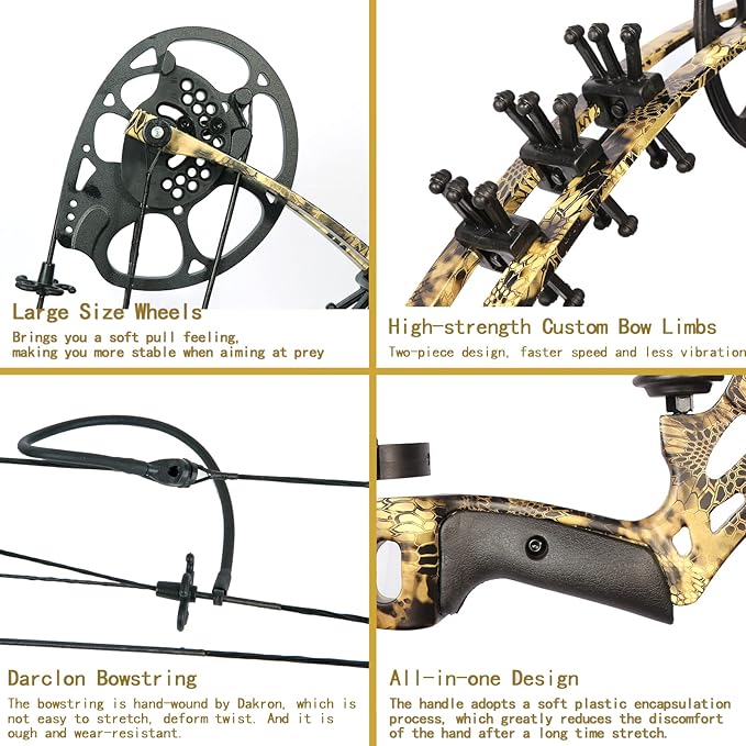 Youth Compound Bow Set 15-45 Lbs for Teens and Beginner, Package with Archery Hunting Equipment, Max Speed 260fps, Adjustable, Right Hand