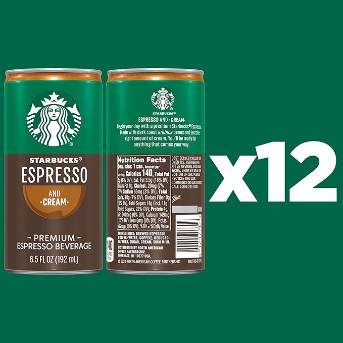 Starbucks - RTD Coffee Espresso And Cream, 6.5oz Cans (12 Pack) (Packaging May Vary)