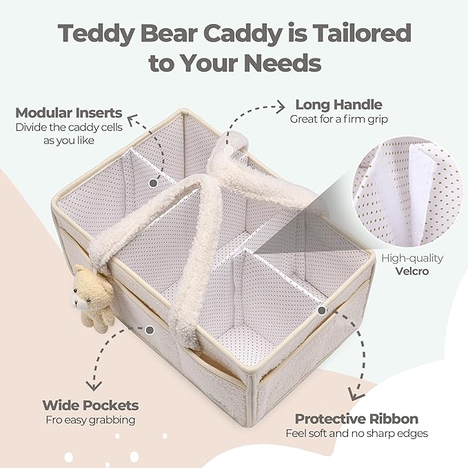PeraBella Baby Diaper Caddy Organizer with Handle, Boy & Girl Shower Gift Basket, Portable Diaper Storage Basket Bin for Wipes, Newborn Baby Essentials Registry Search Must Haves, Car Caddy Organizer