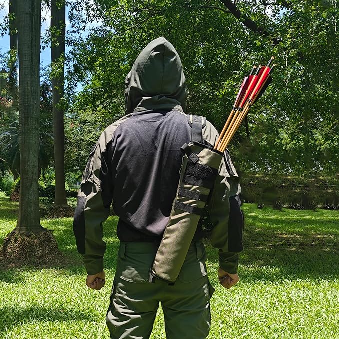 KRATARC Archery Lightweight Back Arrow Quiver Dual Use Foldable Compact Hip Arrows Bag with Molle System Hanged for Target Shooting