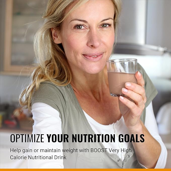 BOOST Very High Calorie Nutritional Drink – Helps Weight Gain & Maintenance - 530 Calories - 26 Vitamins & Minerals - 22 g Protein - Calorie-Dense Nutritional Drink - Chocolate - 8 fl oz (Pack of 24)