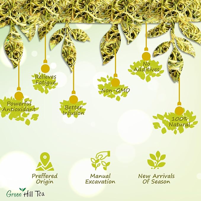 Greenhilltea traditional health herbs, Premium Honeysuckle buds, honey suckle tea NO GMO, NO Additives, Caffeine free dried herbal tea 5 OZ